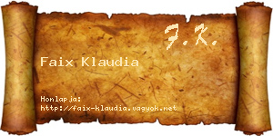 Faix Klaudia névjegykártya
